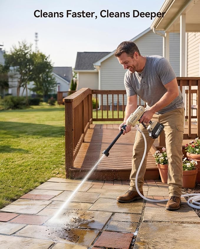 TaskStar Cordless Pressure Washer with Brushless Motor, 2× 4000mAh Batteries, Handheld Portable Pressure Washer