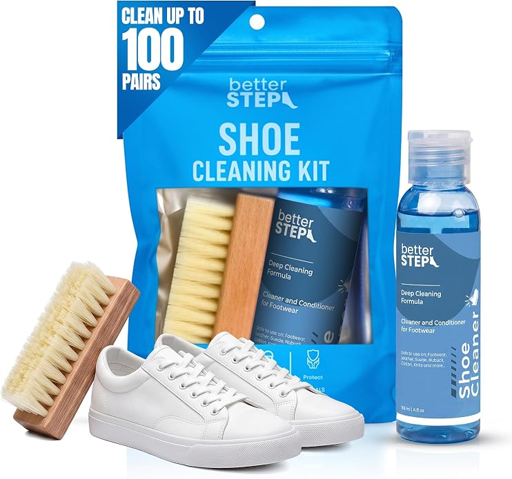 Shoe Cleaner Kit | Sneaker Cleaner (4 oz) with & Bristle Brush, Up to 100+ Washes, for All Washable Shoe Types