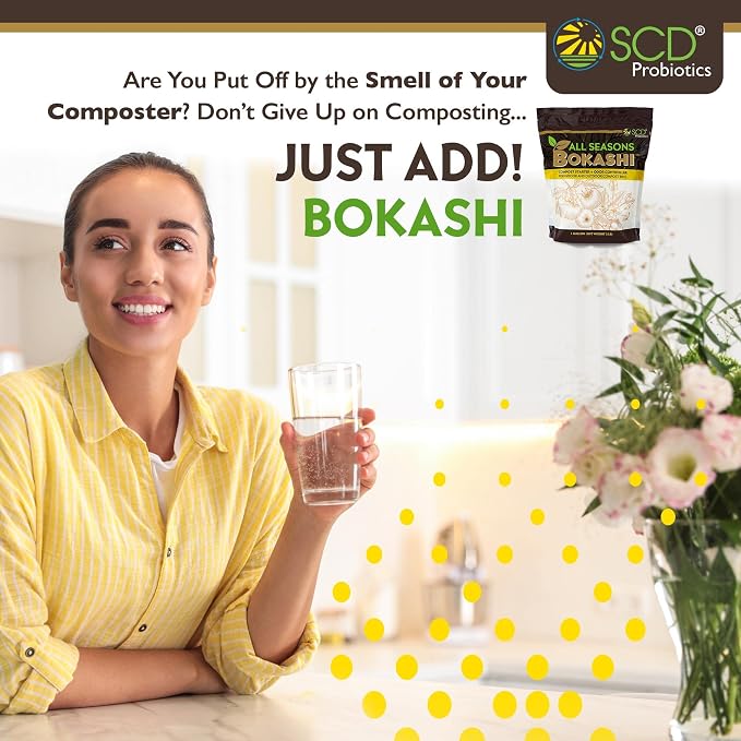 Bokashi Compost Starter, Accelerator, Odor Reducer - 6 lb | Fermented Wheat Bran, Reduces Odor, Absorbs Moisture, Compost Accelerator, For Kitchen Compost Bins, Trash Cans, Diaper Pails