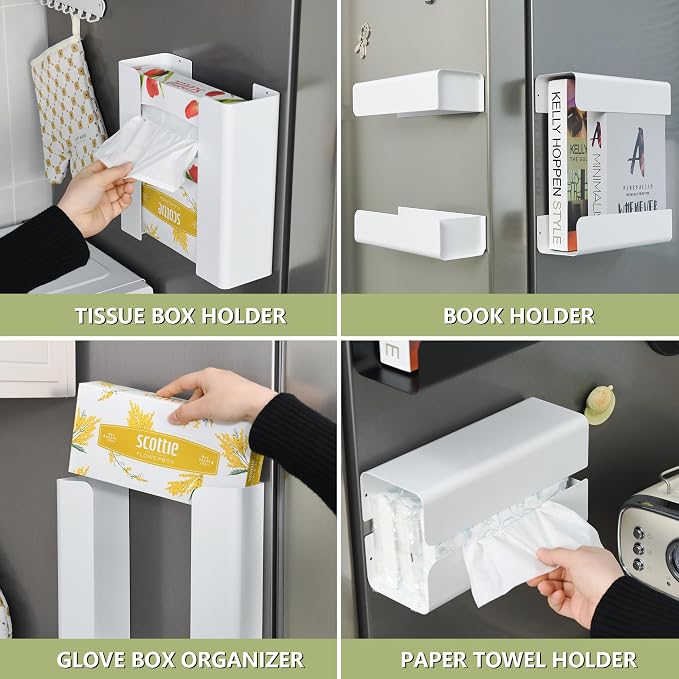 Magnetic Glove Box Holder Glove Dispenser Tissue Box Organizer Wall Mount | Adjustable Magnet Box, Versatile Use for Fridge, Toolbox, Metal Door, Garage Wall, Hold Gloves, Towels, Wipes, Tissues