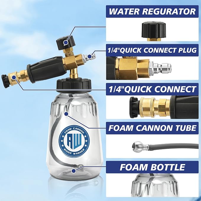 RIDGE WASHER Pressure Washer Undercarriage Cleaner, with Foam Cannon | 16 Inch Undercarriage Washer, Under Car Cleaner with Straight Extension Wand, 4000 PSI
