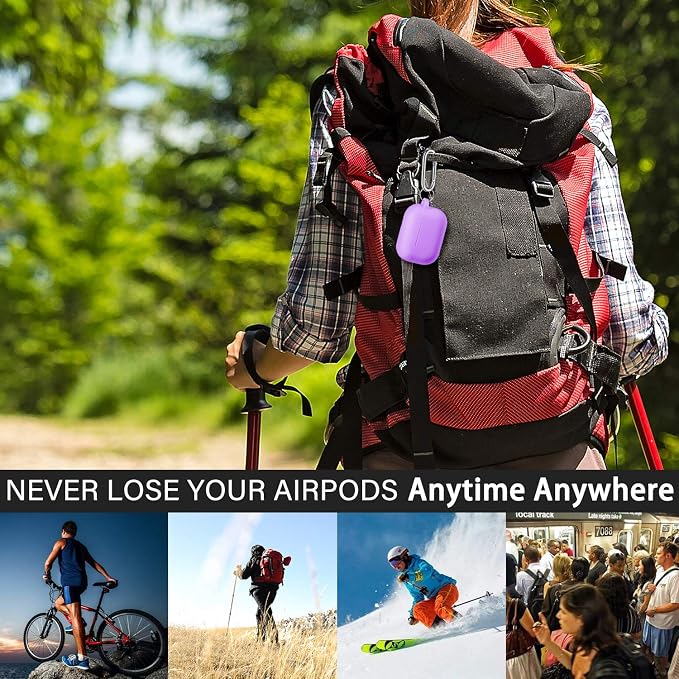 R-fun for AirPods Pro 2 Case, Soft Silicone Protective Cover with Keychain and Cleaning Pen, Compatible with AirPods Pro 2nd/1st Generation, Supports Wireless Charging, Lavender