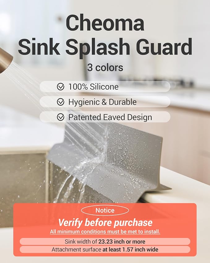 DEARCUS Kitchen Sink Splash Guard 23 Inch – Soft Silicone Water Shield Keeps Clothes & Countertops Dry, Strong Suction Non-Slip, No More Wet Sleeves or Sore Arms – Dishwasher Safe (Deep Green)