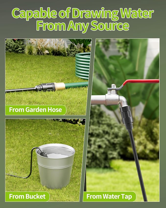 Cordless Portable Washer, Handheld Washer, Battery Operated Washer for Car Home Outdoor Patio Garden, Lightweight Car Washer, Washer with Foam Pot, Cleaner with 23FT Elastic Hose (EmeraldGreen)
