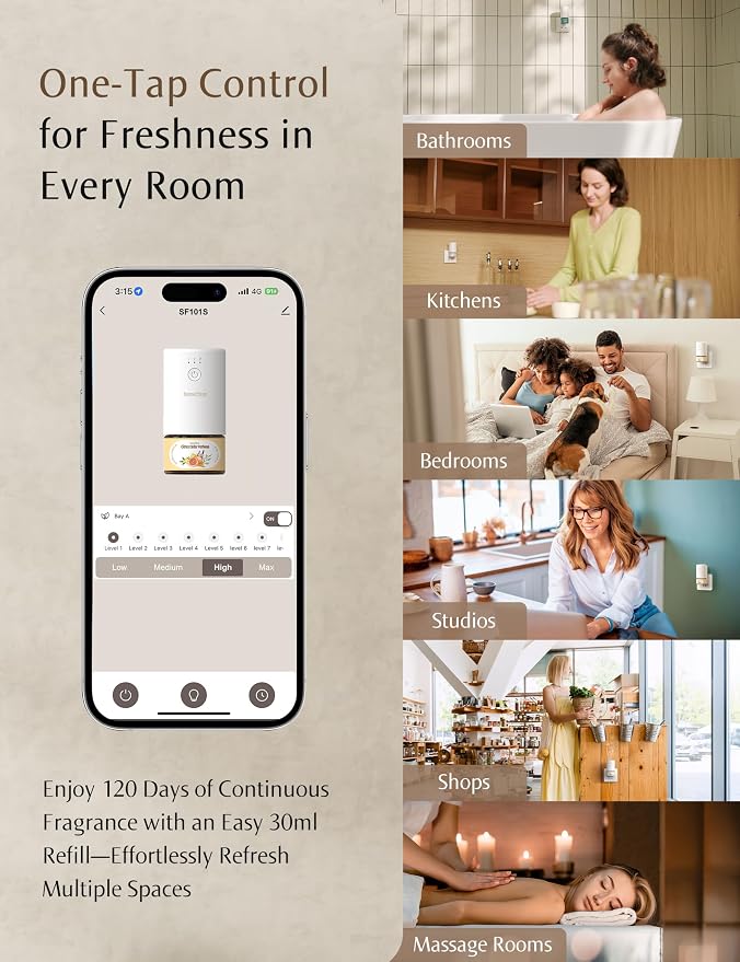 Plug-in Air Freshener for Home, Waterless Essential Oil Diffuser for Bedroom and Bathroom, Non-Toxic Formula for Pets and Nursery, 120 Days Runtime, Refillable Clover Breeze