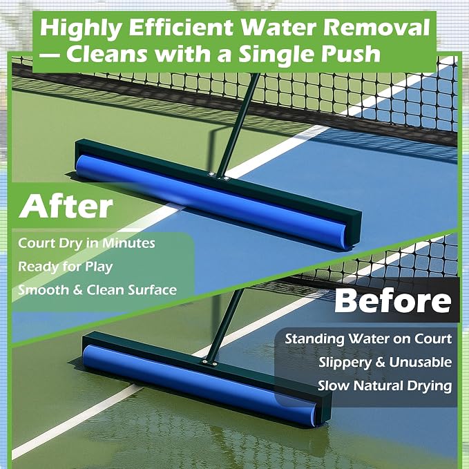 Tennis Court Squeegee, 38'' Foam Tennis Roller for Quick Clearing, Green | Quick Water Removal, Lightweight, PVA Tennis Foam Sponge Roller