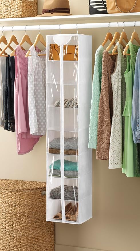 Whitmor Crystal Clear Hanging Sweater Bag - White (Pack of 6)