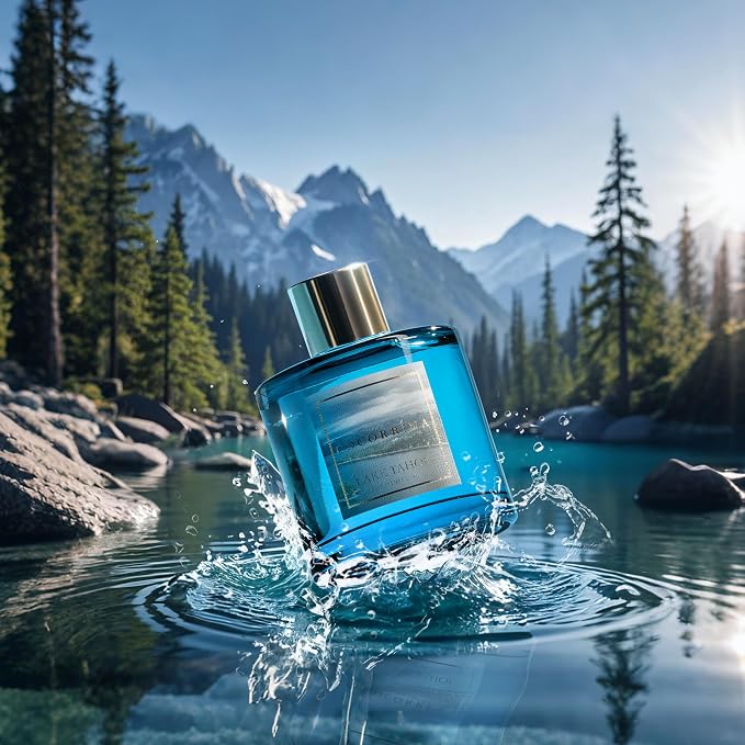 Reed Diffuser - Lake Tahoe 6.7 Fl.oz Reed Diffuser Set with 8 Sticks & Preserved Baby's Breath, Reed Diffuser for Home Bathroom Shelf Decor