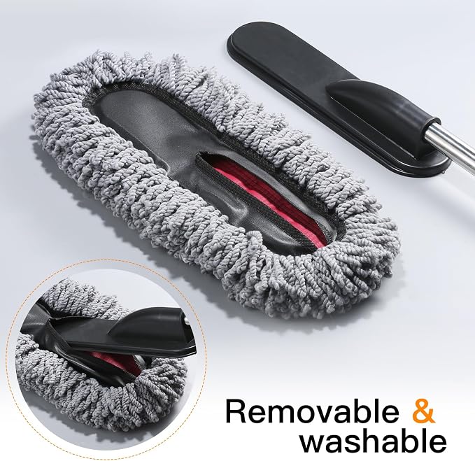 IPELY 3 Pack Large Microfiber Car Duster Exterior Scratch Free with Extendable, Car Duster Interior Multipurpose dust Cleaning