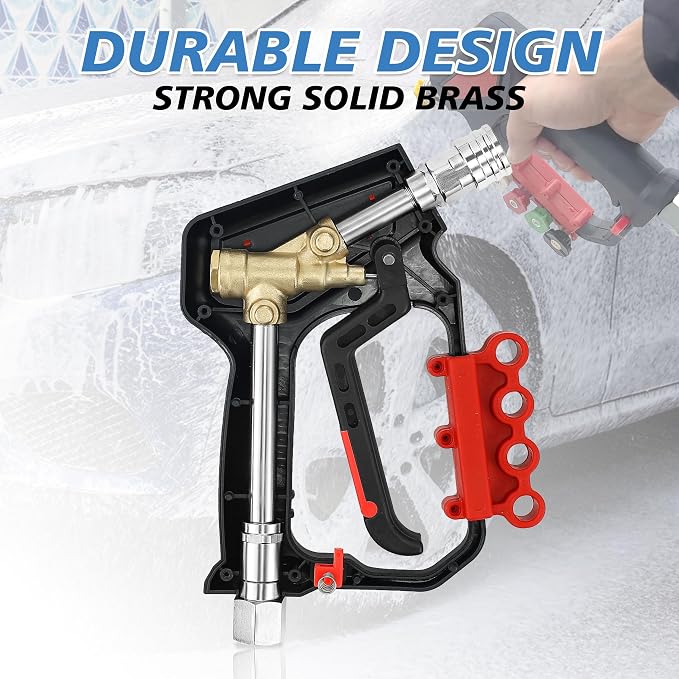 RIDGE WASHER Pressure Washer Gun 5000 PSI with Nozzle Bracket | 12 GPM, Tigger Gun with 1/4" Quick Connector, 360° Swivel 3/8" NPT Thread, M22-14mm & M22-15mm Fitting
