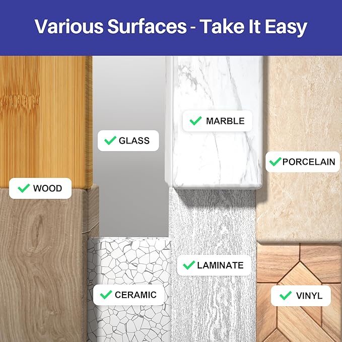 BOSHENG Mop and Bucket Set, Flat Mops for Floor Cleaning, Wall Mop with 60" Extensible Handle, Hardwood Floor Mop with 4 Microfiber Pads