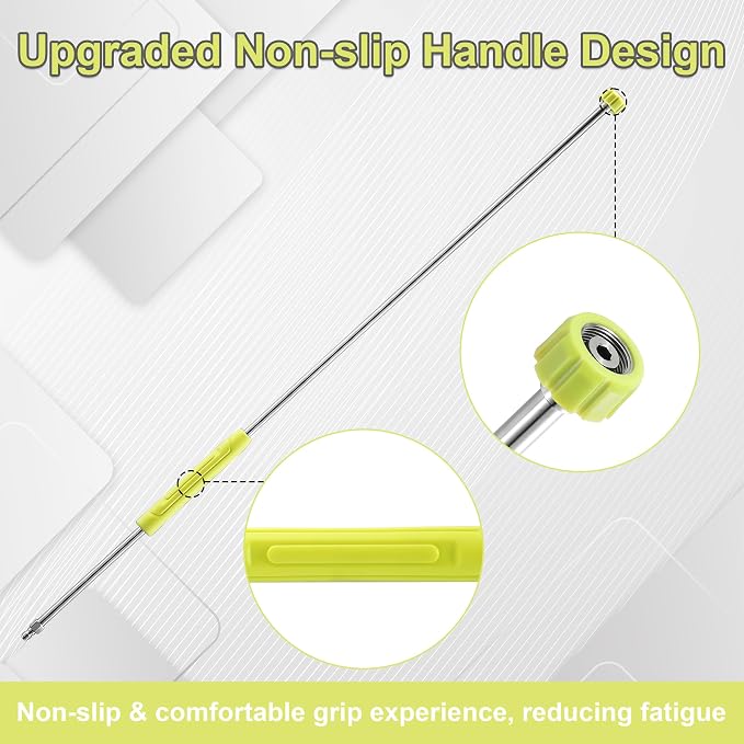 FIXFANS Pressure Washer Extension Wand, 120" Power Washer wand Replacement | Stainless Steel Pressure Washer Lance with Gutter Cleaner Attachment 30°/90°/120° Curved Rods, 5 Nozzles, 1/4” Quick Connect