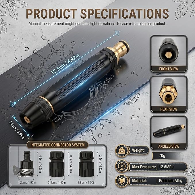High Pressure Power Washer Nozzle with Connector Set,Direct spray gun,Power Jet Water with Three Spray Modes, Multi Function Watering Sprayer for Cleaning Yard Pets Car