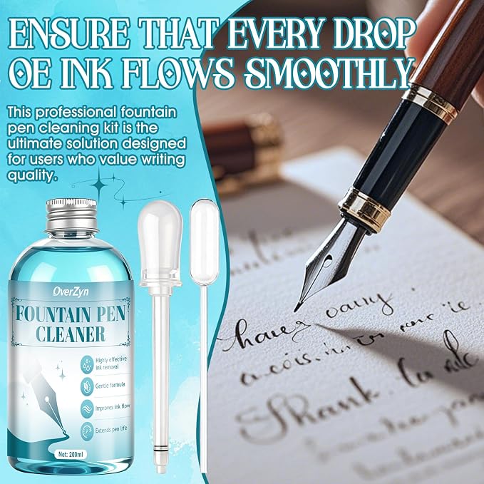 6.7Oz Fountain Pen Cleaner, Fountain Pen Cleaning Kit, Effective Cleaning | Fountain Pen Flush, It Won't Damage The Nib, is Suitable for Cleaning Fountain Pen Nibs and Extends the Life of the Pen