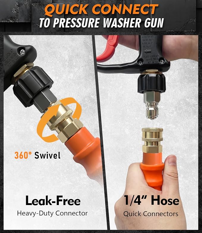 Pressure Washer Hose 100 ft, 4200 PSI Steel-Braided & Durable - Flexible & Kink-Resistant, Power Washer Hose with 3/8" Swivel Quick Connect, Hot/Cold Water Compatible - 100 Foot, Black