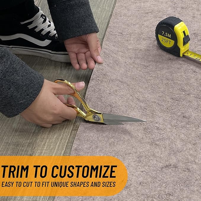 Ottomanson 7' x 8' Non-Slip Rug Pad Gripper 1/4 Inch Thick Dual Surface Felt + Rubber Gripper - Safe for All Floors, Brown