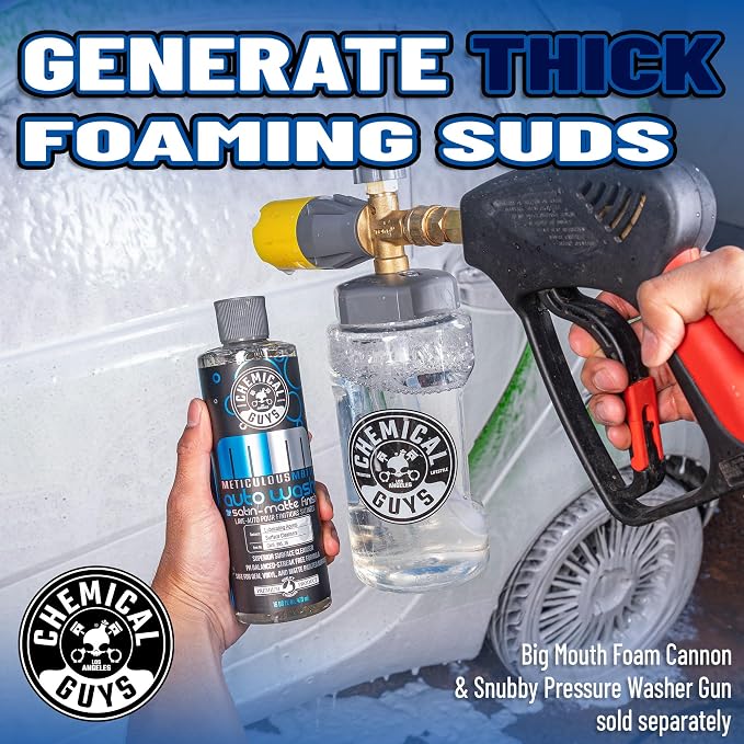 Chemical Guys, Meticulous Matte Foaming Car Wash Soap, Bubble Gum, 16 oz | High-foam soap cleans satin and matte finishes without adding gloss, gentle in cannons, guns or buckets, bubble gum