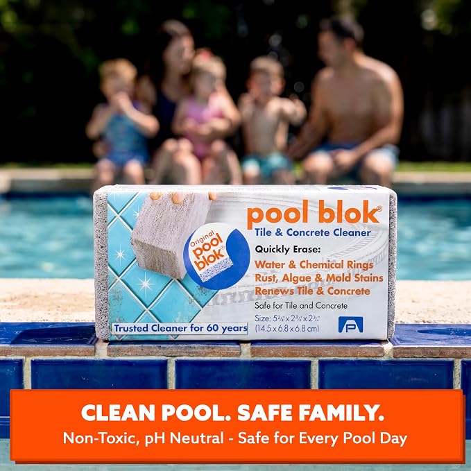 Pool Blok Pumie 12-Pack Pumice Stone for Pool Tile Cleaning - Calcium Remover for Tile & Plaster Stain - Cleaner for Calcium Build Up - Grout & Concrete Scouring PB-12-5.75x2.87x2.87