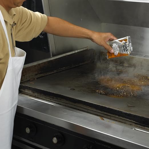 3M Scotch-Brite Griddle Cleaning, Quick Clean Liquid 700-40, 3.2 Oz Packet, 40/Pack, Heavy Duty, Cleans in 3-5 Minutes, for Baked on Food and Cooking Oils, Use on Hot or Cool Griddle
