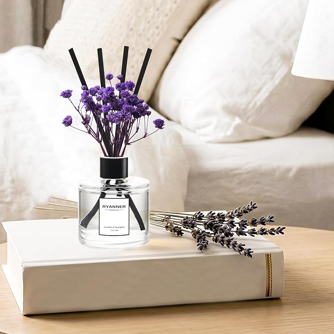 Reed Diffuser Set of 3 Pack,Clean Linen/Lavender Eucalyptus/Ocean Breeze Scented Oil Diffuser with 24 Sticks(1.7 fl oz Each Pack),Air Freshener for Bedroom Bathroom Office | Shelf Decor