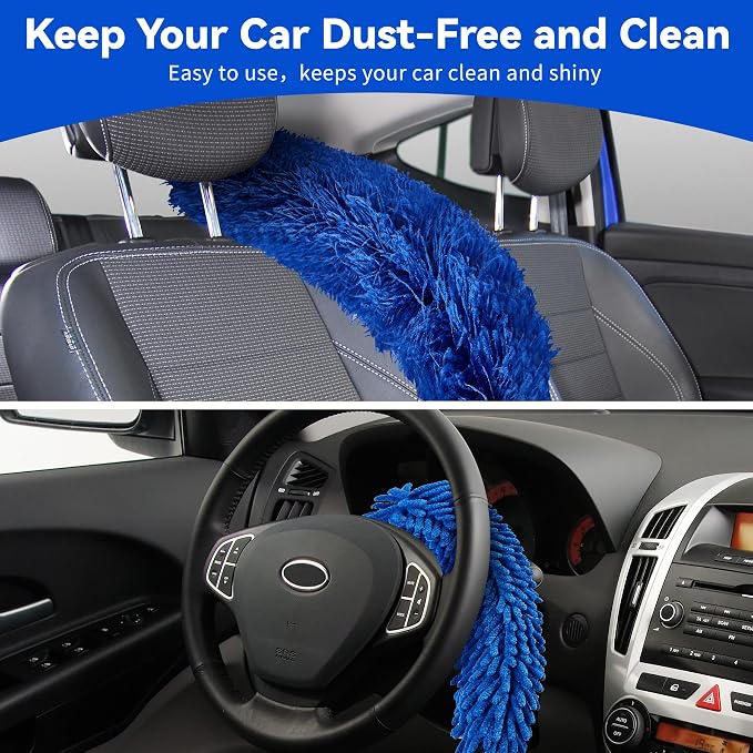 Duster with Extension Pole, 5 in 1 Cleaning Kit with Microfiber Dusters | Long Dusters for Cleaning High Ceilings, Cobweb Duster for Fan and Blinds, Feather Dusters Kit for Furniture Indoor Use