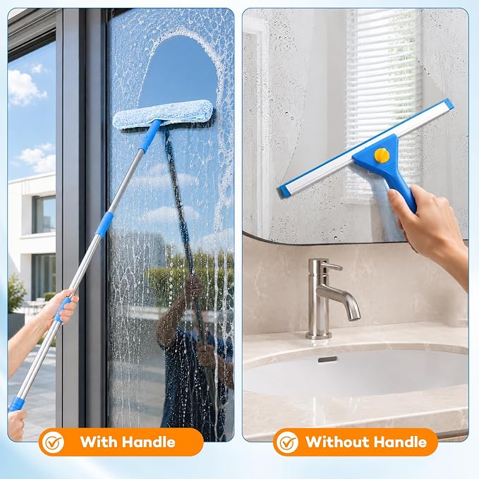 ALOTIKI 7Pcs Window Cleaning Kit with 3Gal Collapsible Bucket & 81"Squeegee | Professional Window Washing Kit with Extension Pole, Squeegee and Scrubber, Window Cleaner Tool for Shower Glass & Commercial