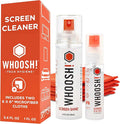 WHOOSH Screen Cleaner and Wipe Kit Duo XL, 3.4 + 1 fl oz | Large and Travel Size Bottles, Non Toxic and Odorless, For iPad, MacBook and Car Screens, 2 Microfiber Cloths
