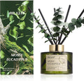 Reed Diffuser Set with 6.76 fl oz Moss Eucalyptus Scent Essential Oils and 3 Leaves & 8 Diffuser Sticks,Bathroom Shelf Decor & Air Freshener, House Bedroom Office Decor & Gifts