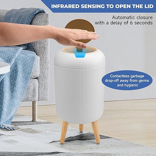 Pukomc Smart Sensor Wastebasket, Convenient and Hygienic Easy to Use, Technology Sensor Waterproof Wastebasket Plastic Trash can for Kitchen, Bathroom, Bedroom, Living Room, Office and Outdoor
