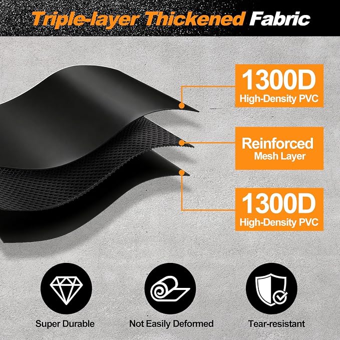 8'6" x 22' PVC Waterproof Garage Floor Mat with Floor Squeegee | Heavy Duty 1300D PVC Containment Mat, Waterproof Protection from Snow, Rain and Mud for Cars