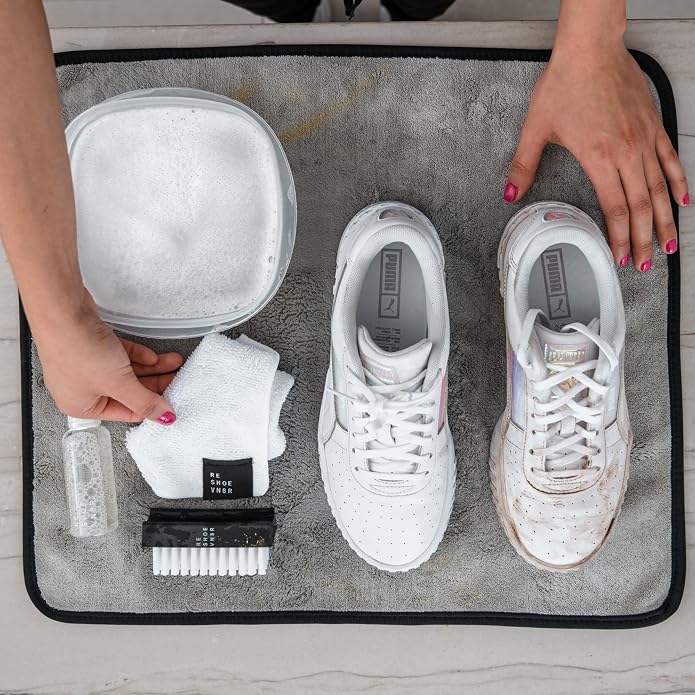 RESHOEVN8R Shoe Cleaner Kit - Sneakers, Mesh, Canvas, Suede, Knit, Leather | Cleaning kit solution for sneakers, mesh, canvas, suede, knit & leather shoes, compact set for on-the-go care