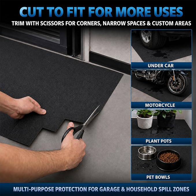 31'' x 36'' Garage Floor Mat, Absorbent Garage Mat for Oil Spills, Garage Floor Mats for Under Car & Motorcycle, Reusable Leakproof Garage Carpet with PE Backing for Driveway Drips and Stains