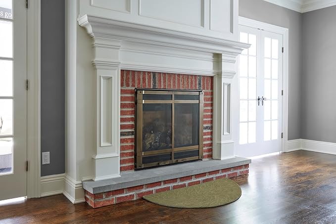 UniFlame - Green Leaf Hand Tufted 100% Wool Hearth Rug - Size: 44"L x 22"W | Protects Floor from Heat, Embers, and Sparks