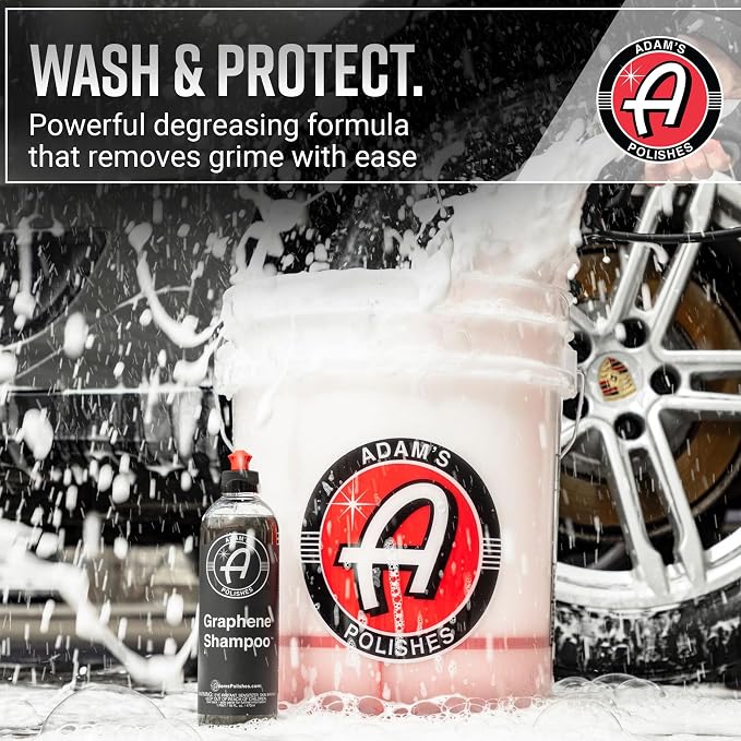 Adam's Polishes Graphene Shampoo - Ceramic Coating Infused Car Wash Soap - Powerful Cleaner & Protection - pH Neutral, High Suds For Foam Cannon, Foam Gun, Or Detailing Bucket (2 Pack)
