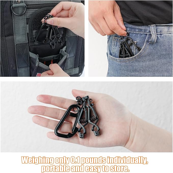 KUNN Glove Clip Stainless Steel Carabiner with Double-End Alligator Clip for Work Gloves, Glove Holder for Wall Mount