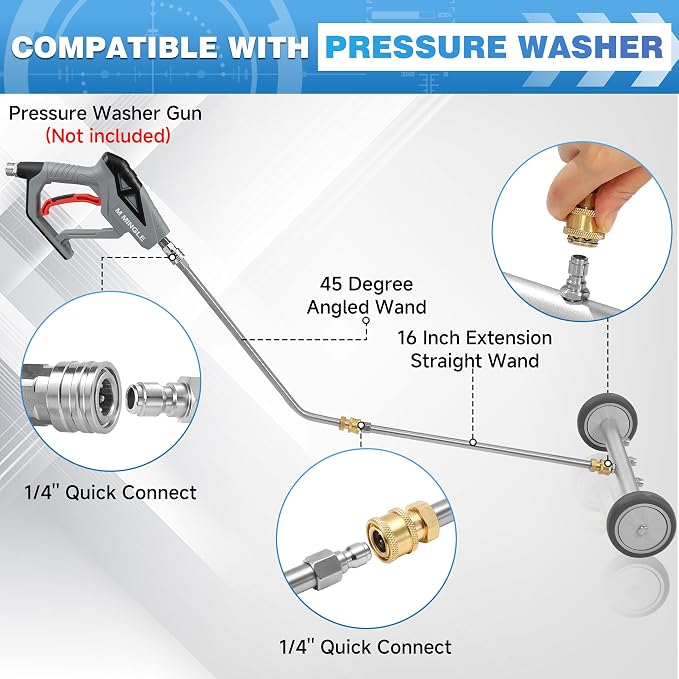 M MINGLE Pressure Washer Water Broom, 13 Inch, 4000 PSI | Water Broom for Garden Hose and Pressure Washer, Multi-Use for Driveway, Sidewalk, Deck, Garden