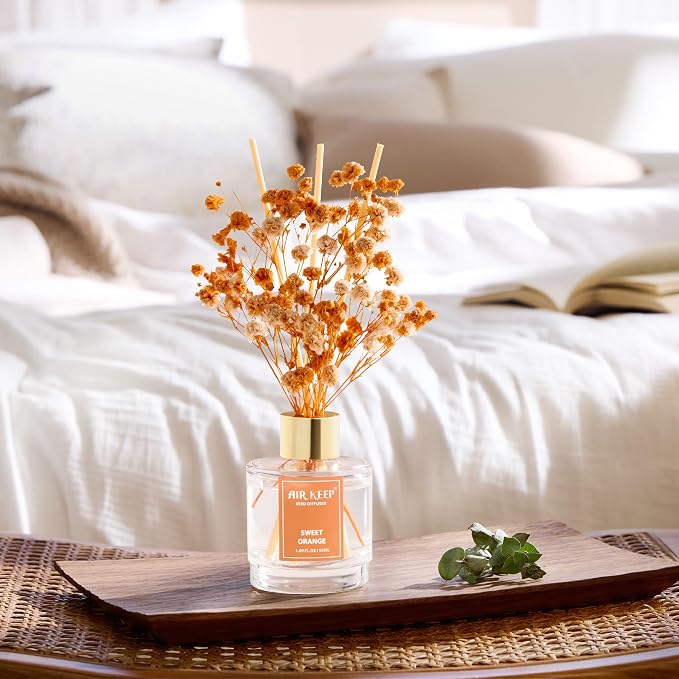 Reed Diffuser Set of 3, Ocean Breeze Sweet Orange Cashmere Vanilla Oil Reed Diffusers for Bedroom Living Room Office Aromatherapy Oil Reed Diffuser for Gift 50ml x 3