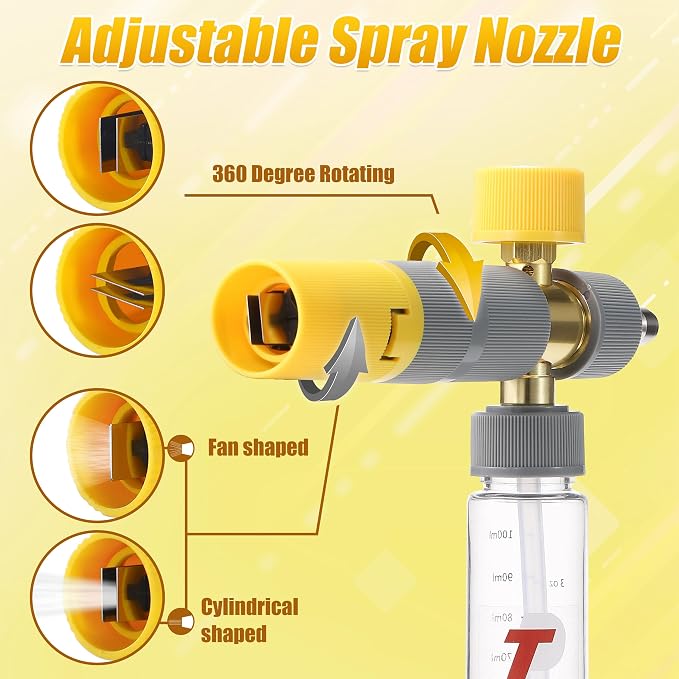 Tool Daily Foam Cannon, Small Foam Cannon for Pressure Washer | 5 Power Washer Nozzle Tips, 1/4 Inch Quick Connect