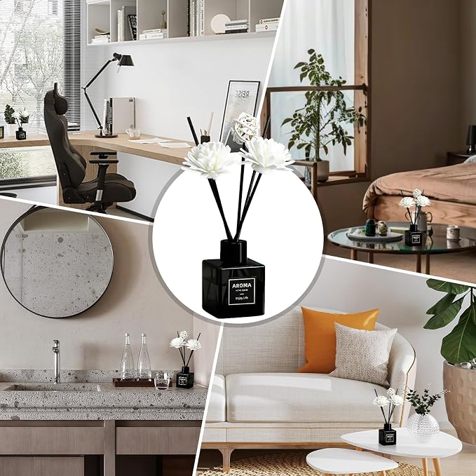 Reed Diffuser Set of 3 Pack,50ML Fresh Linen Eucalyptus Mint Ocean Scented Oil Diffuser with 5 Sticks,Home Fragrance Reed Diffuser for Bedroom Bathroom Office