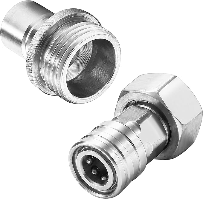 Tool Daily Garden Hose to Pressure Washer Adapter, 3/4” GHT Female to 1/4” Quick Connect, 3/4” GHT Male to 1/2” Quick Plug, Stainless Steel, 2 Pcs