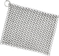 8"x6" Cast Iron Scrubber Stainless Steel Chainmail Cleaner for Pre-Seasoned Pans, Griddles, BBQ Grill and Pot Cookware Cleaning