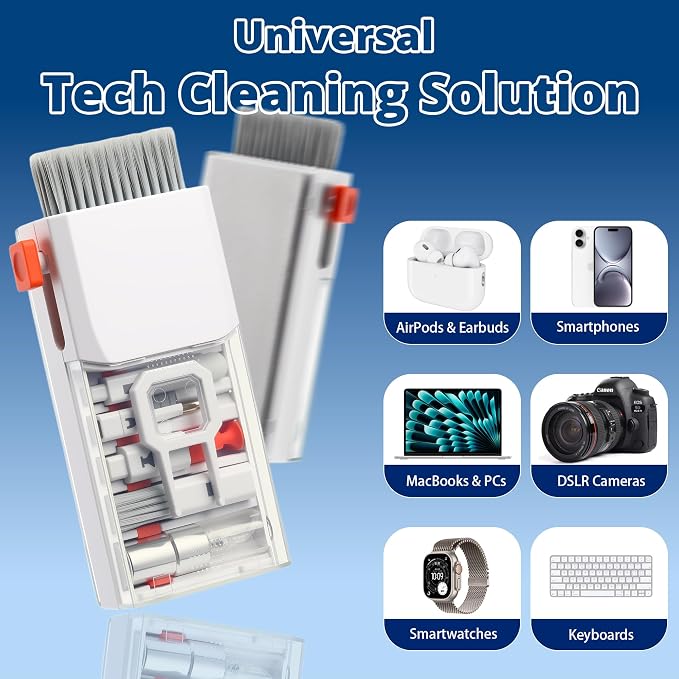 Upgraded Keyboard Cleaning Kit, 32PCS Electronics Cleaner Tool with Dust Cleaning Putty, Microfiber Cloth, Wipes-Cleaning Set for iPhone, AirPods, iPad, Laptop, PC Screen, Monitor, Camera