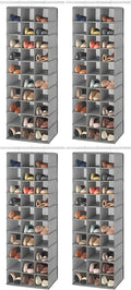 Whitmor 30 Sections Hanging Clothes Closet Organizer, Space Saving Breathable Fabric Shoe Storage for Bedroom, Laundry, Dorm, Crosshatch Gray (Pack of 4)