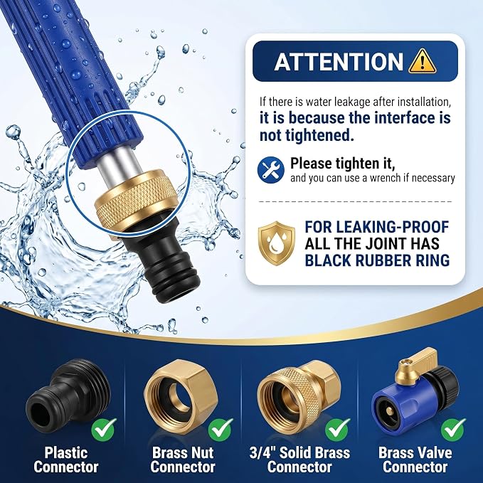 Jet Nozzle for Garden Hose, Metal Power Washer Wand with 2 Brass Nozzles, High Pressure Washer with Quick Connect Adapter for Car Wash, Patio, Window and Garden Watering（Black）