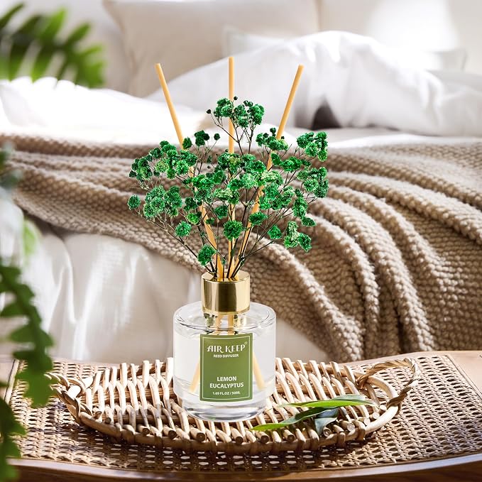 Reed Diffuser Set of 3, Coconut Pineapple Lemon Eucalyptus Cranberry Apple Oil Reed Diffusers for Bedroom Living Room Office Aromatherapy Oil Reed Diffuser for Gift 50ml x 3