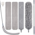 Feather Duster Set (4 Pieces), 30-100 inch Microfiber Retractable Gap Duster for Cleaning Ceilings, Furniture Refrigerators and Under Sofas | Bendable Head for Corner Cleaning, Washable Reusable Duster, Household Tool for Ceiling Furniture Under Sofa