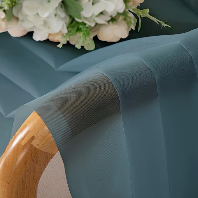 Chyhomenyc Stone Blue Sheer Curtains 78 Inches Long 2 Panels Set for Living Room, Light Filtering Voile Lightweight Bedroom Curtains, Rod Pocket Solid Window Treatment Drapes, Each 42W x 78L