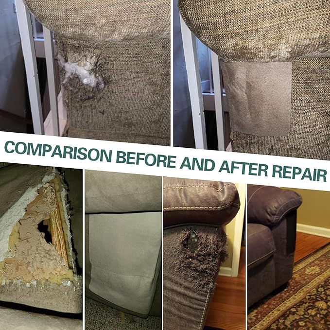 Azobur Couch Patch Repair Fabric,Microfiber Fabric, Self-Adhesive, for Sofa Repair and Upholstery, 2 Pieces, 9.5 x 11 inches (Dark Brown)