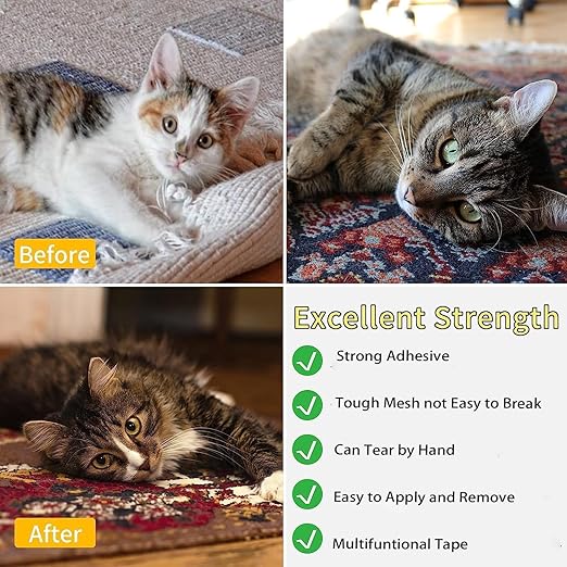 4Pack Double Sided Tape Heavy Duty, 2in x 66FT, Universal High Tack Strong Wall Adhesive with Fiberglass Mesh, Super Sticky Resistante Clear Tape, Easy Use Mounting Tape White