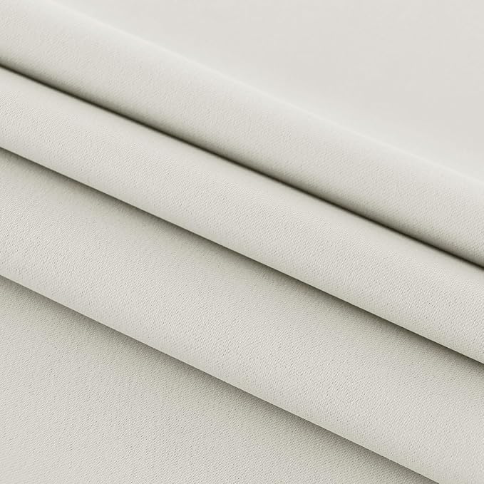 DWCN French Door Curtains – Rod Pocket Thermal Blackout Curtain for Doors with Glass Window, Kitchen and Patio Doors for Privacy, 25 X 40 Inches Long, 1 Curtain Panel with Tieback, Ivory